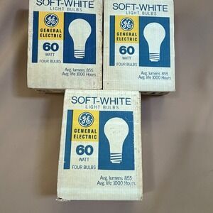 Vintage GE Soft White 60 Watt Light Bulbs 10 Pack NOS New Old Stock 855 Lumens